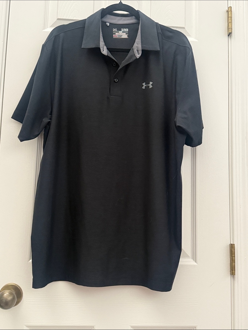 Under Armour Men's Black Polo with Gray Logo Accent